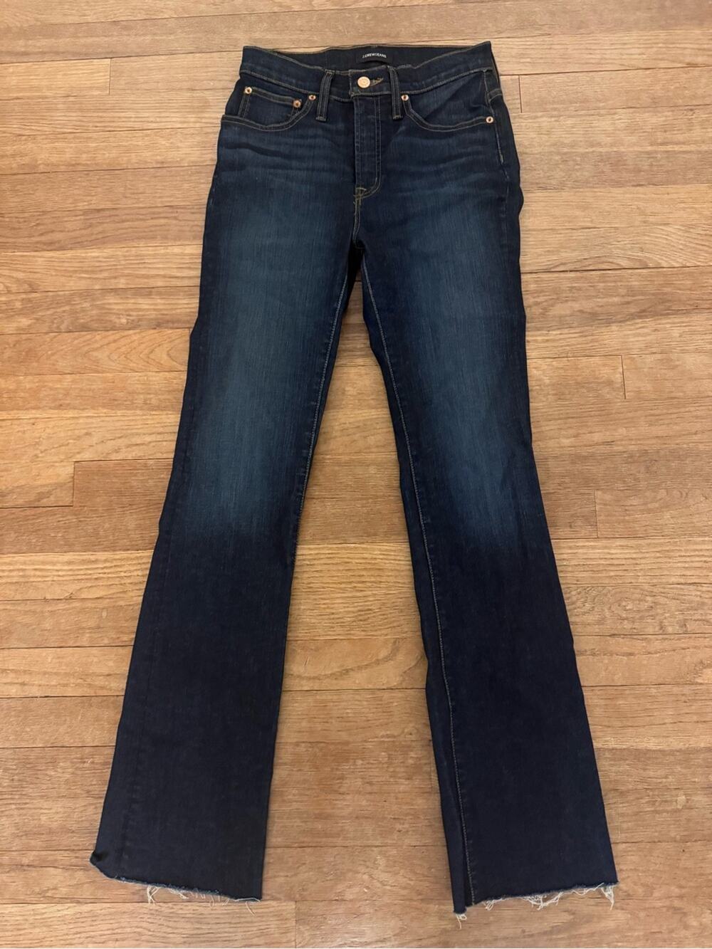 J.Crew Women's Dark Wash Curvy Full Length Demi Boot Jeans - Size 27T
 b69